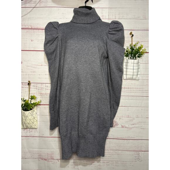 NEW Aaron & Amber Gray Puff Sleeve Sweater Dress Size Large - Picture 1 of 6